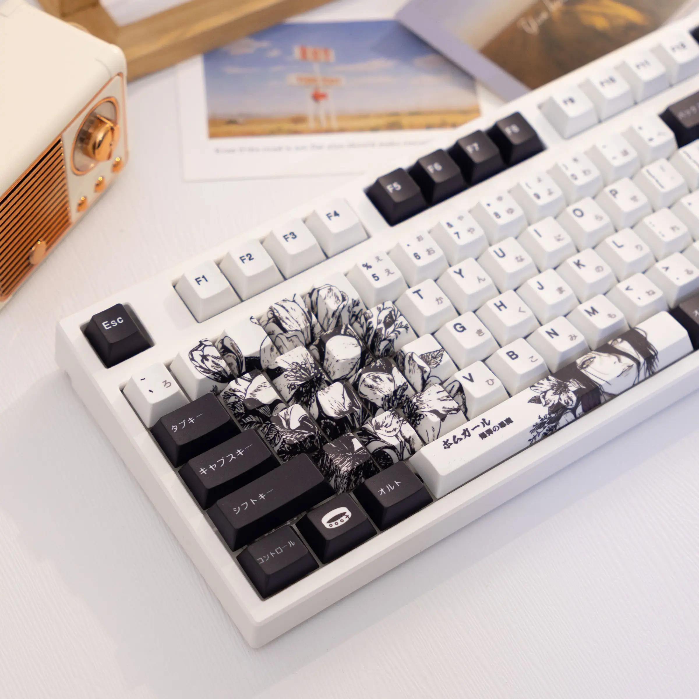 138 Key Rose Reseda 3.0 Keycaps, Pbt Dye Sublimation Cherry Profile Design, Compatible with Mx Switches, Fits Keyboard Models 61-108, Gaming Keyboard Accessories