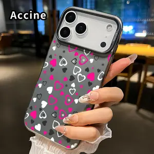 IMD Case for iPhone 17 16 15 14 Pro Max 13 12 11 XR XS Plus Air E Tender heart Pattern Raised Edges Camera Protective Ultra Thin Cell Phone Cover