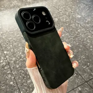 Vintage Suede Fur Bumper Armor Case for iPhone 17 Air 17 16 15 14 13 12 11 Pro Max 11 Plus 17Pro X XS XR 8Plus Commercial Soft Cover Cellphone Smartphone
