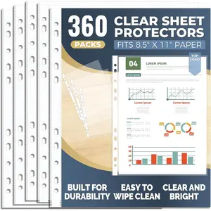 360 Pack Clear Sheet Protectors 8.5 x 11 Inch, Plastic Page Sleeves for 3 Ring Binder, Transparent Letter-Size Document Covers, Top Loading, for Paper Documents, , School and Office Use