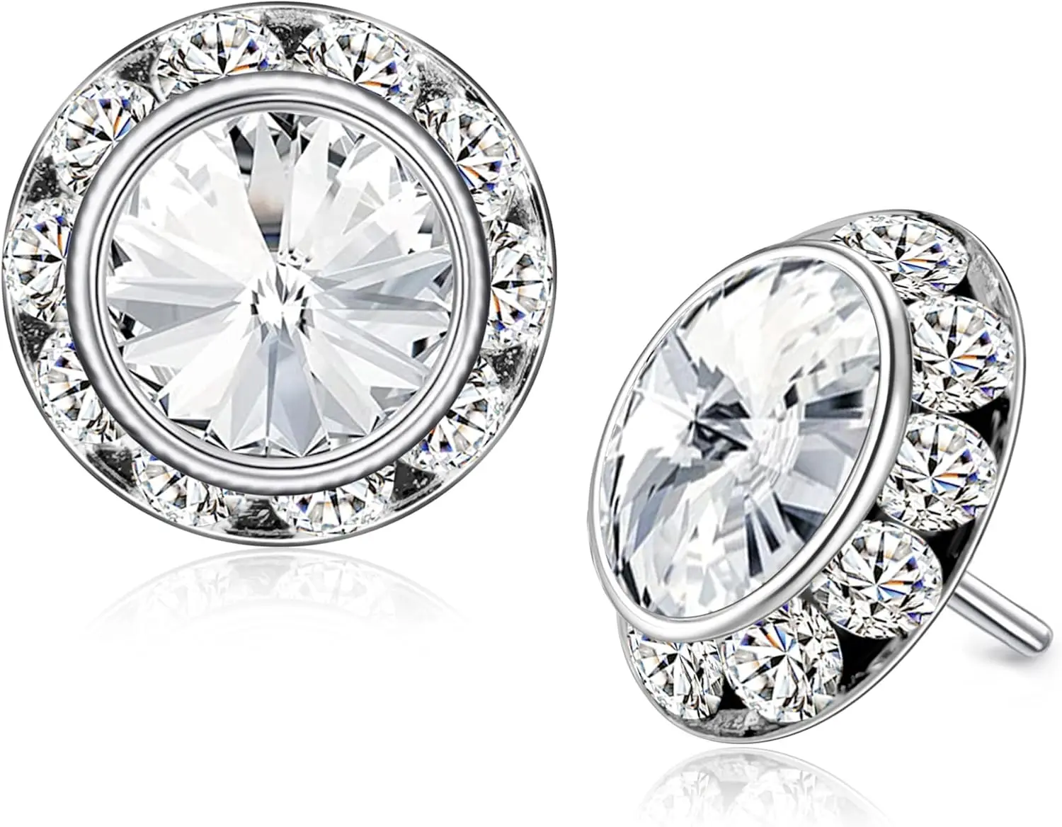 Dance Earrings for Women Crystal Halo Rhinestone Stud Earrings for Competitions Performance Stage Wedding Party