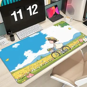 Anime bicycle girl Mouse Pad Design XXL 1000×500mm 900×400mm 800×400mm 600x300mm Large Gaming Mouse Pad - Extended, Thick, Non-Slip Rubber Base Desk Mat with Precision Stitched Edges - Washable Large Desk Pad Anime Mousepad