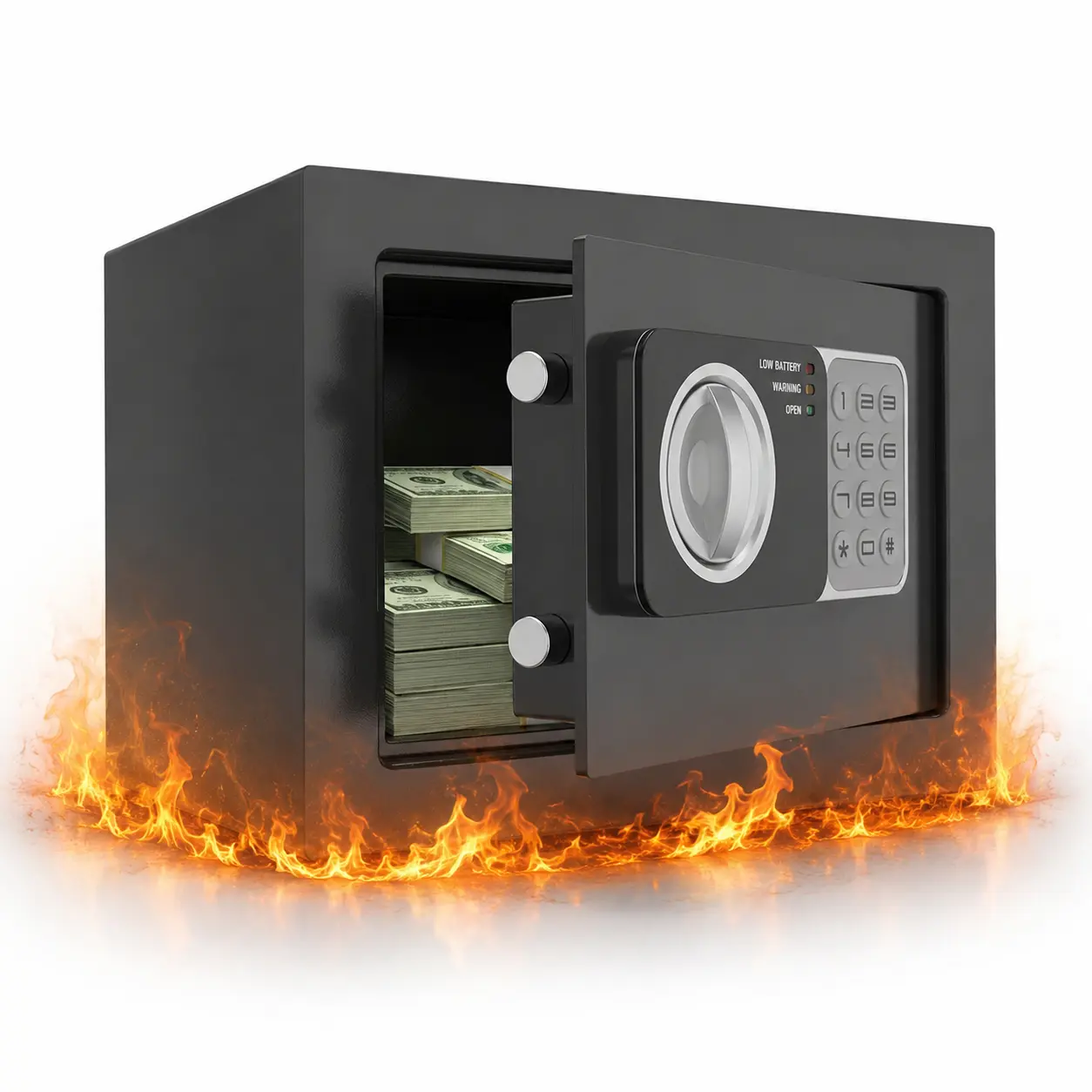 Steel Wall Mount Compact  Box 0.24 Cu Ft with Digital Lock fireproof bag cash protection small bed side  pin code father day gift alarm system metal safe
