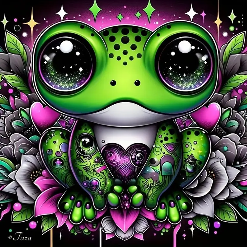 Cartoon Frog Pattern DIY Diamond Arts Colorful Painting Kit without Frame, DIY 5D Diamond Arts Colorful Painting Kit, Wall Art Decor for Home, Diamond Painting Kits