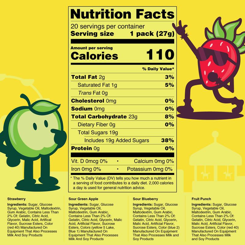 Sweet Dreams Center Filled Soft Chewy Candy Individually Wrapped, Gluten-Free Candies, Bulk Fruit Chews - Variety Pack 3 Sticks Per Bag, 8 Pieces Per Stick