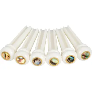 6 count  Guitar Bridge Pins for Acoustic Guitar Accessories- Abalone Dot Inlied Decor, 6/12-String Compatibility ()