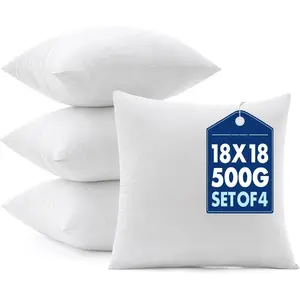 Pillows Inserts, Pack of 4 18x18 Inch  Virgin Microfiber Filling Throw Pillows for Bed Couch Sofa