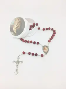 St. Anthony Wood Rose Scented Rosary in Matching Box