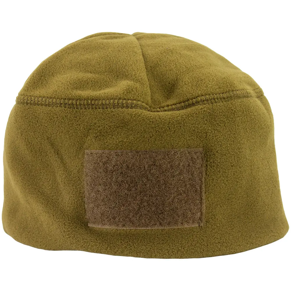 Tactical Fleece Watch Cap, Unisex Cold Weather Beanie with Front Patch Loop, Coyote Brown, 1 Size Fits Most, One Size