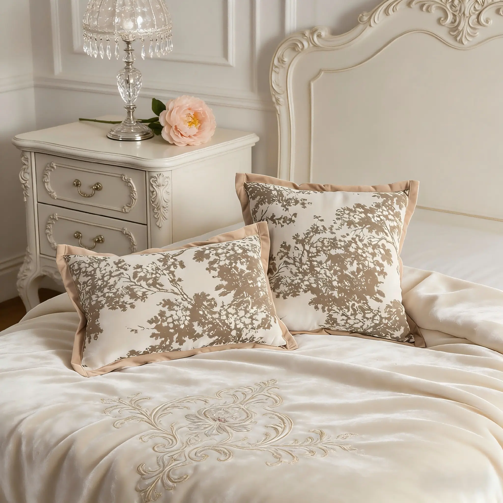 Elegant French Vintage Style Pillow Cover, High-End Waist Cushion, Replacement Cushion Cover, Chenille Embossed Unique Fabric Throw Pillow for Living Room Sofa Bedroom Bedside Outdoor Garden Party Use