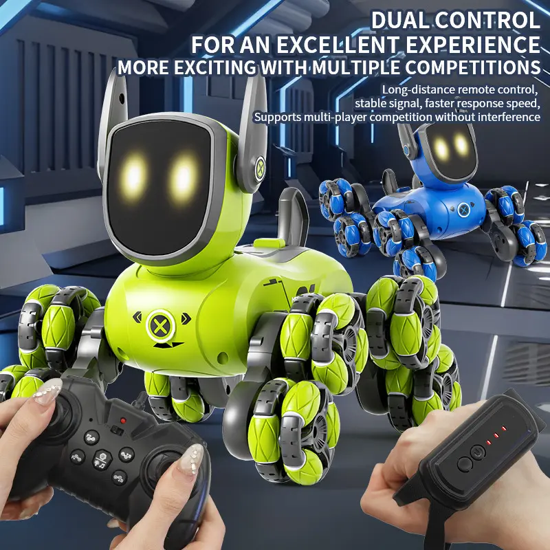 G22JJRC Q200 8-Wheel Gesture Sensing Robot Dog | Remote Control Stunt Pet Toy | Multifunction Smart Electronic Puppy for Kids Gift