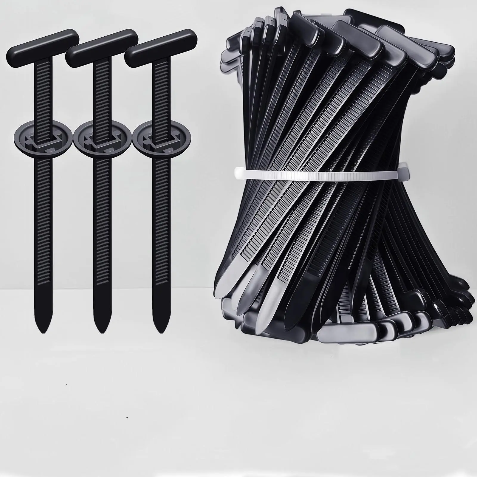 Heavy-Duty Nylon Universal Self-Locking Zip Ties Set - 20-Piece Automotive Universal Fit UV-Stabilized Fasteners, Compact Portable Household Management Tool for Engine Covers, Garden Hoses, Cable Tie Buckle