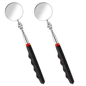 2 count Telescoping Inspection Mirror, Flexible Circular Inspection Mirror 360 Rotation with Extended Handle Round Inspection Mirrors for Checking  Condition(Dia-2 Inch)