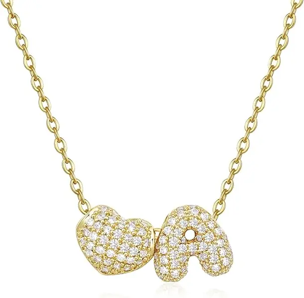 Gold Heart Initial Necklace for Women 14K Gold Plated A-Z Letter Pendant Necklace Dainty Tiny Heart Monogram Necklace Personalized Name Necklace Gift Jewelry for Women