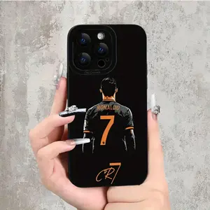 Black Golden Style + Ronaldo 7 Football Art Design |   Shockproof, Anti-Slip Matte Finish Phone Case for iPhone 16/15/14/12/11/XS/XR/X/7/8/Plus/Pro/Max - Soft TPU Cover with UV Print, Comfortable Grip, Perfect Gift for Friends & Holidays, Wholesale Offer
