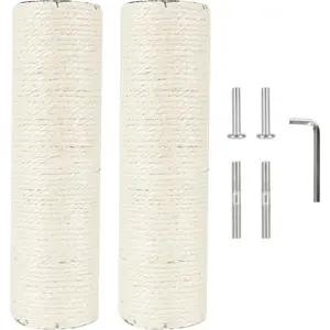 2.9in 7.4cm Diameter Cat Tree Scratching Post Replacement Pole Parts Sisal (M8, 9.8in/25cm)