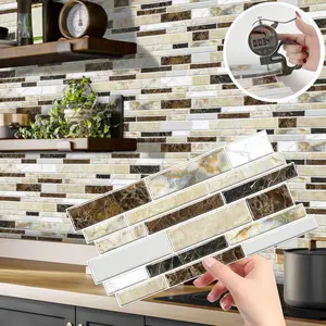 FLOLEOPA 48-Piece Peel-and-Stick Wall Decals, Marble Tile Stickers, Kitchen & Bathroom Splashback Panels Waterproof, Oil-Resistant, Heat-Resistant Ideal for Kitchens, Bathrooms, Dining Areas, Schools, and Offices   wall panels