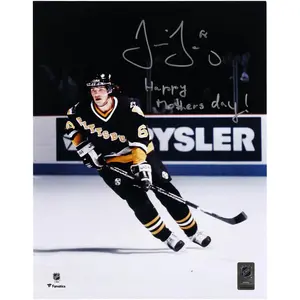 Jaromir Jagr Pittsburgh Penguins Autographed 11" x 14" Black Jersey Skating Photograph with "Happy Mother's Day!" Inscription - NHL Auctions Exclusive - Fanatics Authentic Certified - NHL Memorabilia
