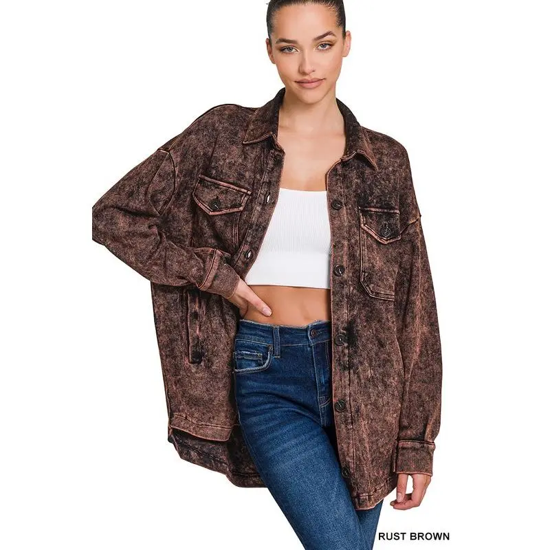 ZENANA Mineral Washed Shacket