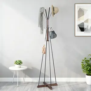 Reclaimed Wood and Metal Freestanding Coat Rack with Hooks use in bedroom, living room
