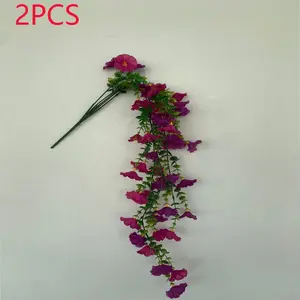 2 pieces of artificial hanging flowers | Eucalyptus morning glory has trailing vines, protects from UV rays, and is a realistic imitation of green plants. Suitable for indoor and outdoor use. It is ideal for decorating courtyards, porches, and gardens in
