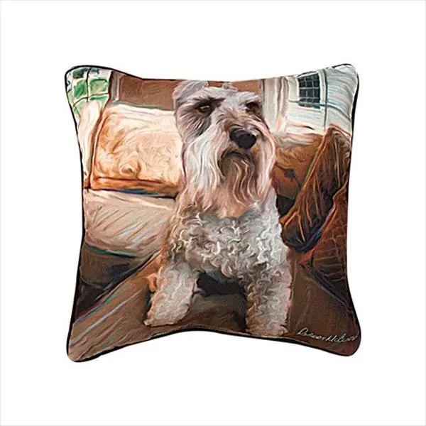 Paws And Whiskers Schnauzer Printed Pillow, 18 x 18 in., Made with Recycled Fibers, Woven on Jacquard Looms
