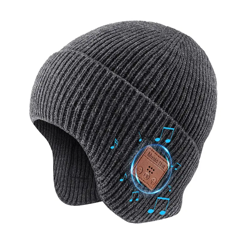 BIGWIG Bluetooth Knit Hat with LED Lights and Earphones, Unisex Ear-Cover Bluetooth Hat, 5.4mm Binocular Stereo Illuminated Christmas Hat, LED Music Hat, Perfect Christmas Gift for Men