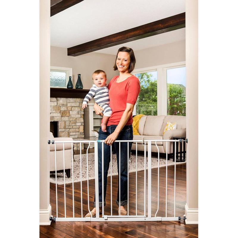 Easy Open 47-Inch Super Wide Walk Thru Baby Gate, Bonus Kit, Includes 4-Inch and 12-Inch Extension Kit, 4 Pack Pressure Mount Kit and 4 Wall Cups and Mounting Kit , 11 Count (Pack of 1)