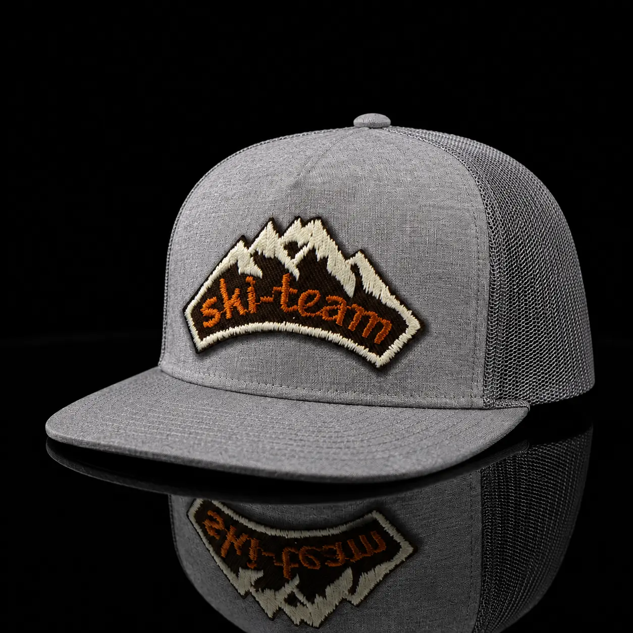 Summit Drift Mountain Trucker Hat – Blue White Embroidered Peak Mesh Snapback Cap, Adjustable Outdoor Streetwear Hat