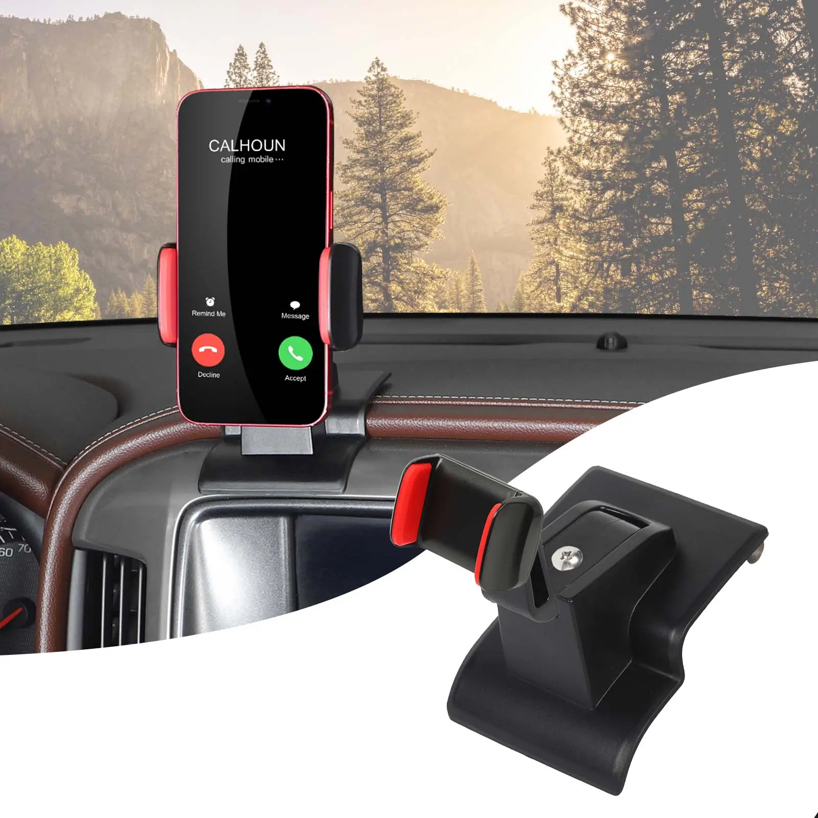 Car Phone Holder for Chevy Silverado 1500, GMC Sierra 1500 (2014-2018) - Laser-Cut Fit, 360-Degree Turn, Bolt-On Install, ABS+Metal Black Automotive Interior Accessory with Strong Grip, iPhone Support