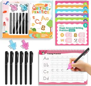 Large Magic Grooved Writing Practice, Grooved Handwriting Practice for Kids,Reusable Writing Practice for Kids Age 3-5 5-7 6-8 for Preschool (6books