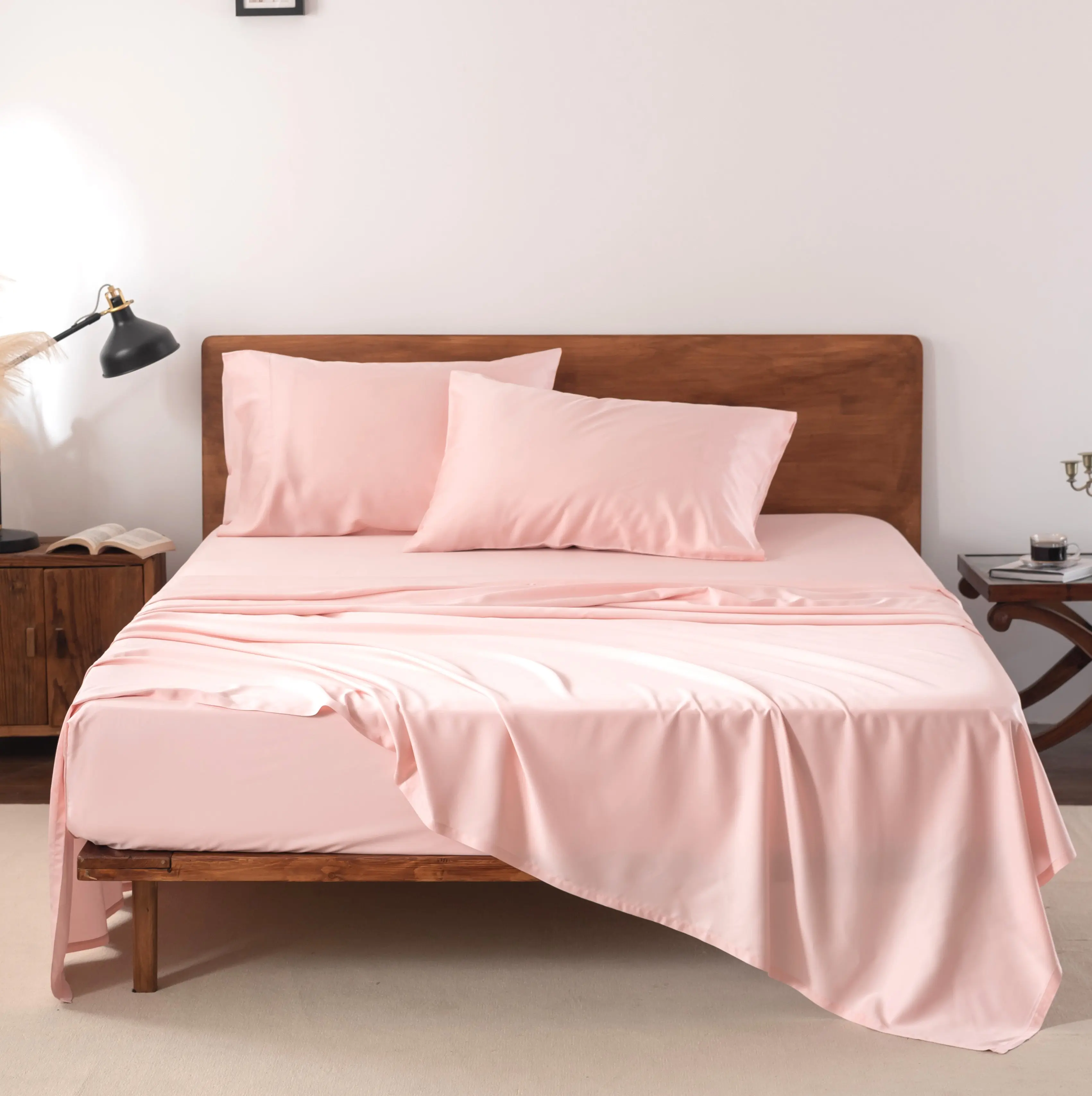 ZENLUSSO 100% Viscose From Bamboo Sheet Sets for Bedding and Textiles 300 Thread Count OEKO-TEX Certified Super Soft Cooling 4-Piece Set with Envelope Pillowcases and Deep Fitted Sheet