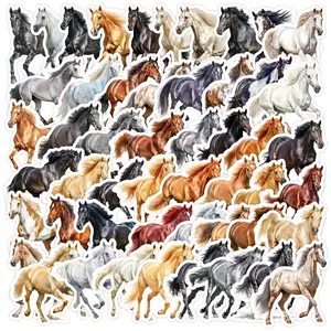 50pcs Cute Feng Shui Colorful Horse Graffiti Series Stickers, Sticker Decals, Suitable for Faith Based Designs Such As Scrapbooks, Diaries, Laptops, Water Bottles, Cars, Etc., As Gifts with Positive Information, Car Decoration, Universal Car Sticker
