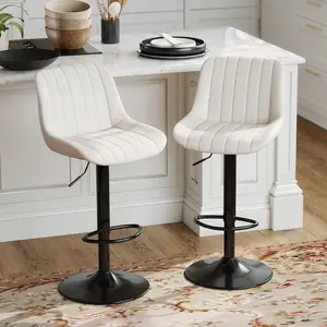 ERMNOIS Bar Stools, Swivel Counter Height Barstools with Back, Adjustable Anti-Scratch Fabric Bar Chairs, Modern Armless Kitchen Island Stool