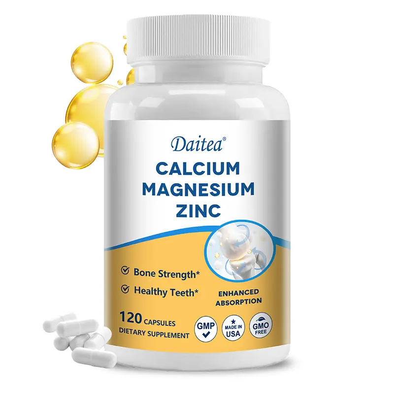 Daitea Calcium Magnesium Zinc Health Supplement,Support bone density,Supports dental health,120 Capsules