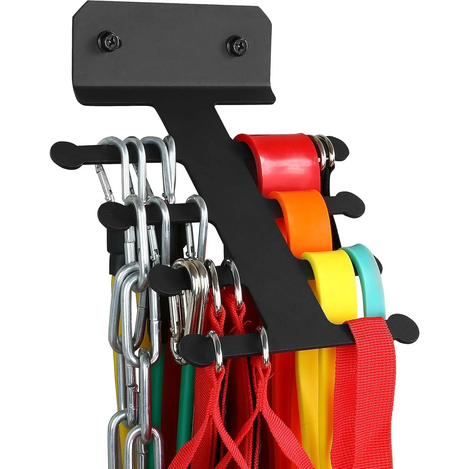Heavy-Duty Steel Gym Storage Rack, Wall Mount Organizer with 6-8 Hooks for Home Workouts, Resistance Bands, and Jump Ropes, Multi-Hooks, Secure Install, Home Workout