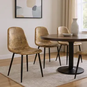 HomeRoots 568006 Brown & Black Upholstered Suede Dining Side Chairs - Set of 4, Modern, Chic, Comfortable Black Dining Chairs, Modern Dining Chairs