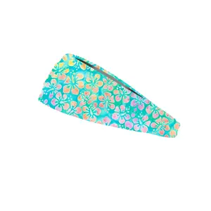 RAVEbandz The Pro - Wide Stretch Headband (Watercolor Hibiscus)
