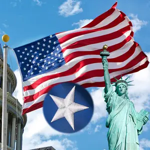 [New Deal] American Flag 3x5 Heavy Duty Outdoor Embroidered USA Flag Long Lasting Fade Resistant Canvas for Outside Display 3 by 5 . Grommets, American Patriotism