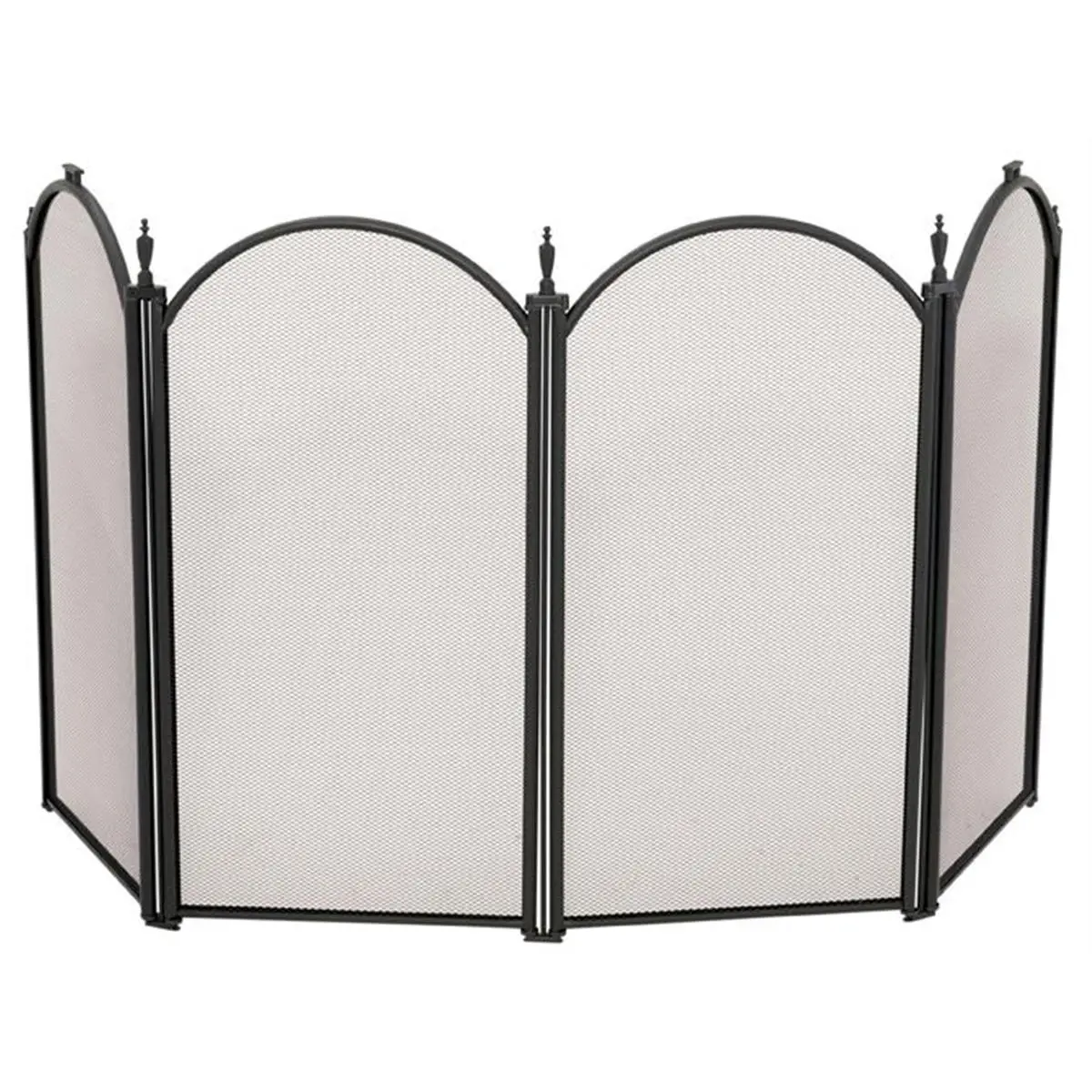 212 MAIN Indoor Room Divider Furniture - 4-Fold, 25 in H Mini Black Fireplace Screen with Folded Frame, Triple-Plated Design