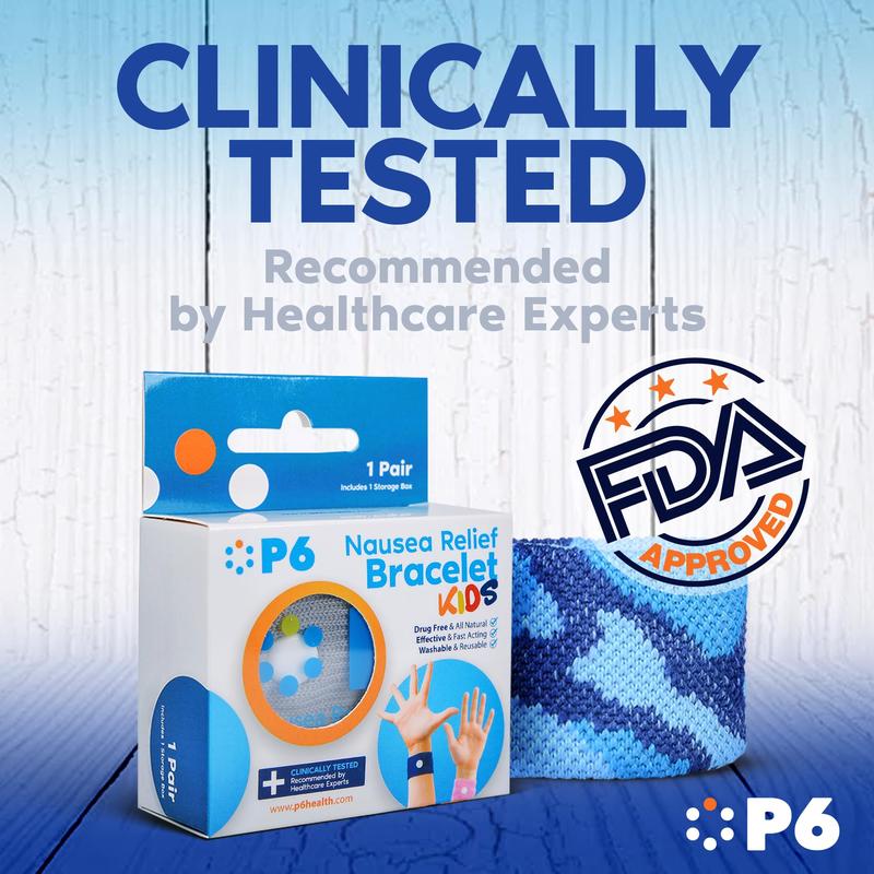 P6 Motion Sickness Bands for Kids and Adults Wristbands for Anti Nausea Sea Cruise Travel Car Pregnancy Morning Sickness All-Natural Non Drowsy Relief Acupressure Treatment (1 Pack, Blue)