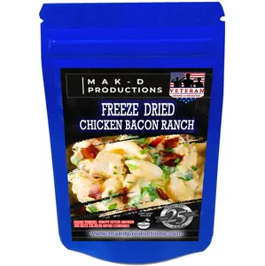 MAK D Productions - Freeze Dried Meal  - Chicken - Pasta - Chicken Bacon Ranch Macaroni - Gourmet Recipes by a Sullivan University (Louisville, Kentucky) Culinary Chef Graduate - NEVER BLAND TASTING - MADE IN THE USA