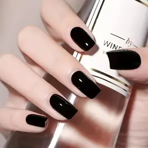 24pcs Fall Winter False Nails, Red Brown Solid Color Press-On Nails, Glossy Nail Set, Full Coverage Short Square False Nails for Women and s, Multi-Color Optional European Glitter Diamond Fake Nails