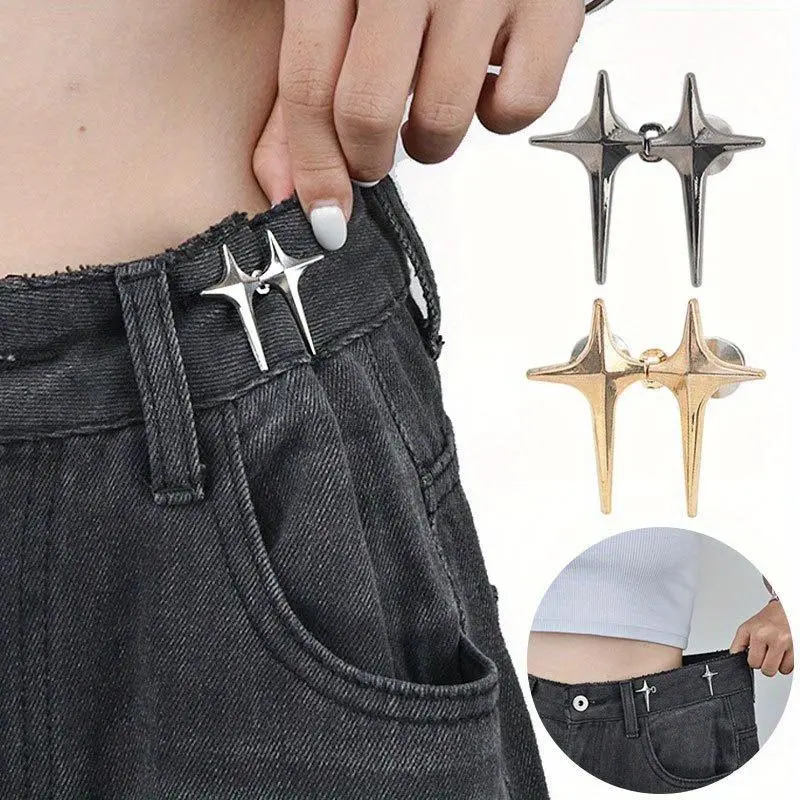 2/4 Counts Seamless Waistband Adjuster for Women, Magic Buckle Pants Shaper for Reducing Waist Size, Adjustable Versatile Alloy Buckles for Skirts and Jackets, Adjustment