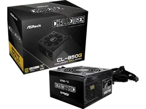 ASRock Challenger CL-850G 850W 80 PLUS GOLD Certified Non-Modular Power Supply, ATX3.1 & PCIe5.1 Ready with Dual Color 12V-2x6 Cable, 5 Years Warranty