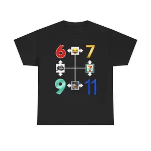 Funny Meme T-Shirt for Men Women, 6 7 9 11 Viral Grid Graphic Tee, 7-Eleven Joke Shirt Gift for Meme Enthusiasts loose fit pure cotton shortsleeve crewneck casual wear