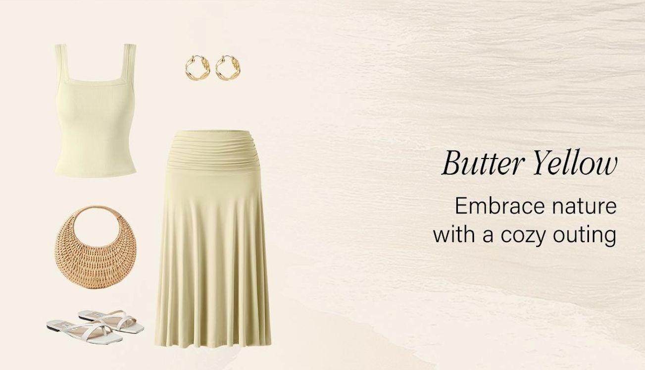 OGL Flowy Side Ruched A-line Midi Skirt - High Stretch, Pear Shaped & Hourglass Friendly Women's Skirt thunder thigh skirt