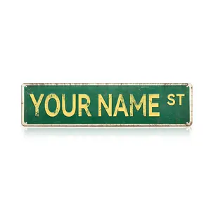 Custom Street Sign Vintage Metal Tin Sign, Personalized Road Name Plate, Rustic Wall Decor for Home, Bar, Garage, Cafe, Man Cave, Perfect Christmas Gift – Palette & Wall Matte Box Gift