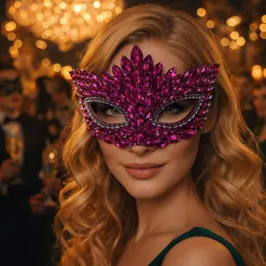 New High-End DIY Acrylic Diamond Party Mask, Makeup Ball Costume Prop, Festival Face Mask for Men and Women, Unisex Halloween Accessory