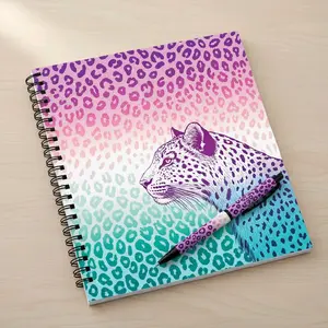 OMBRE LEOPARD PRINT NOTEBOOK CUSTOMIZABLE WITH NAME/SOFT/H HARDBACK